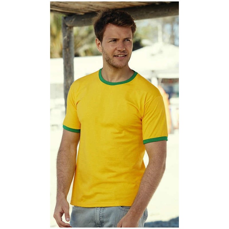 Camiseta ringer amarillo con verde