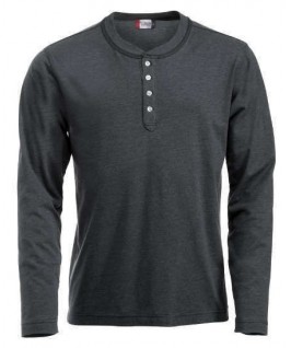 Camiseta manga larga con botones gris jaspeado oscuro