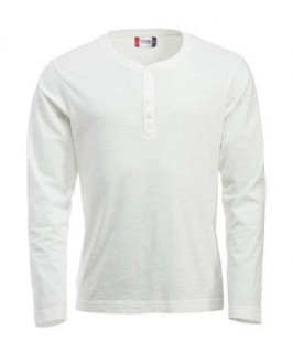 Camiseta manga larga con botones blanco roto