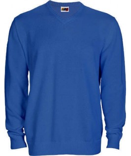 Jersey punto cuello pico azul eléctrico