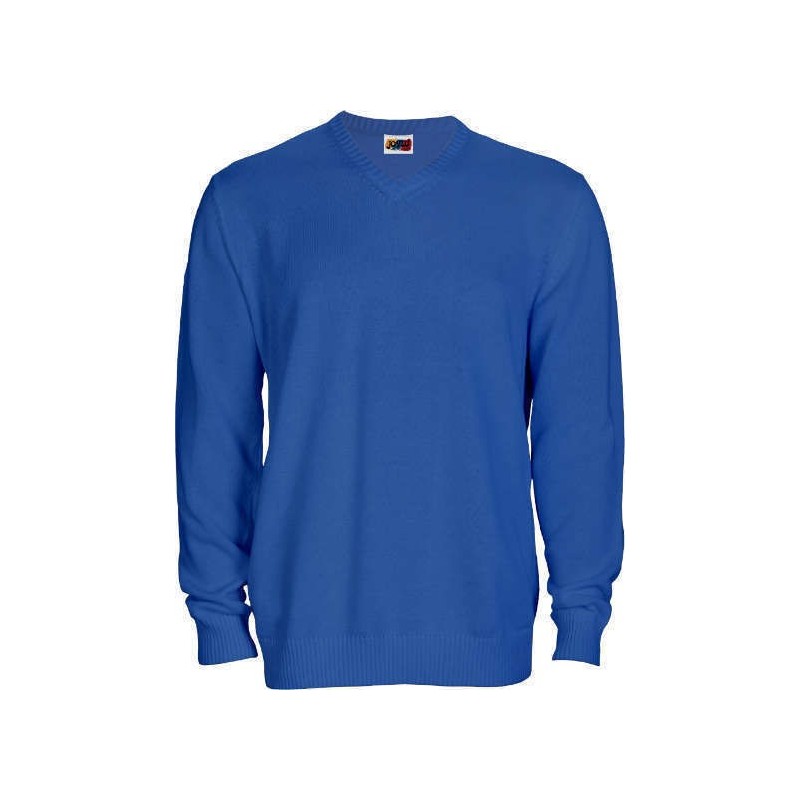 Jersey punto cuello pico azul eléctrico