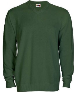 Jersey punto cuello pico verde botella