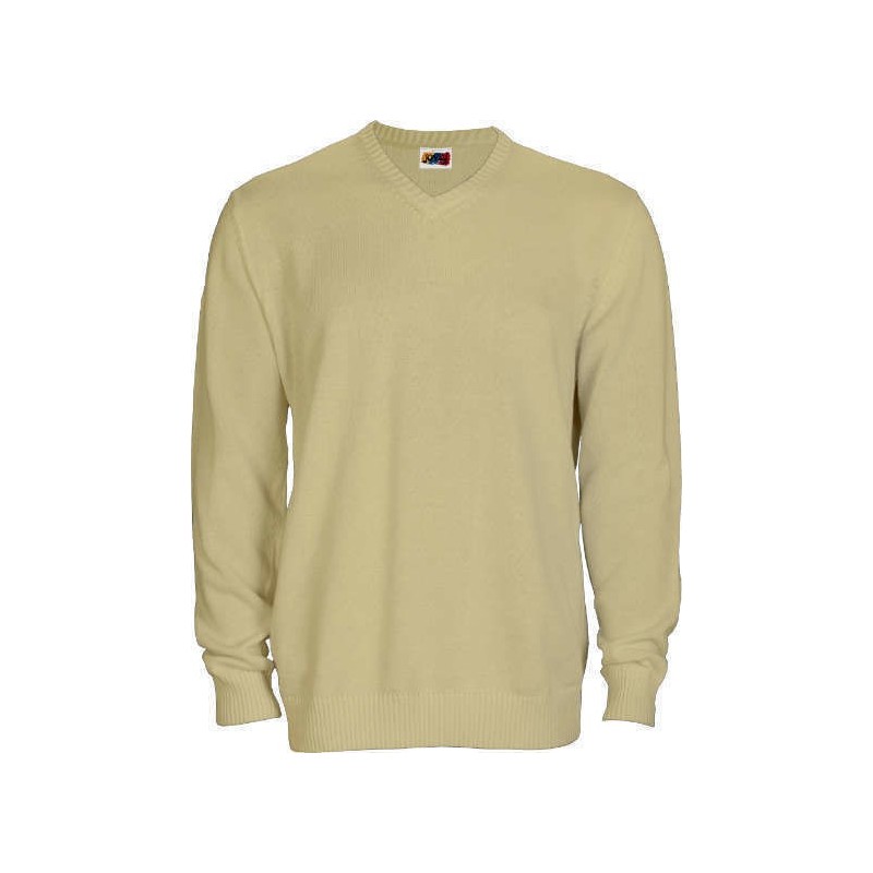 Jersey punto cuello pico beige