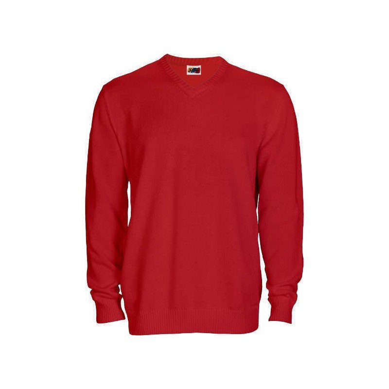 Jersey punto cuello pico rojo