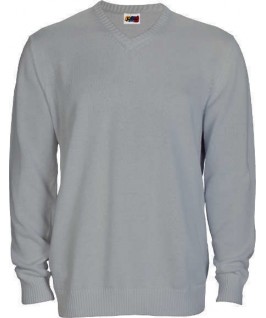 Jersey punto cuello pico gris jaspeado