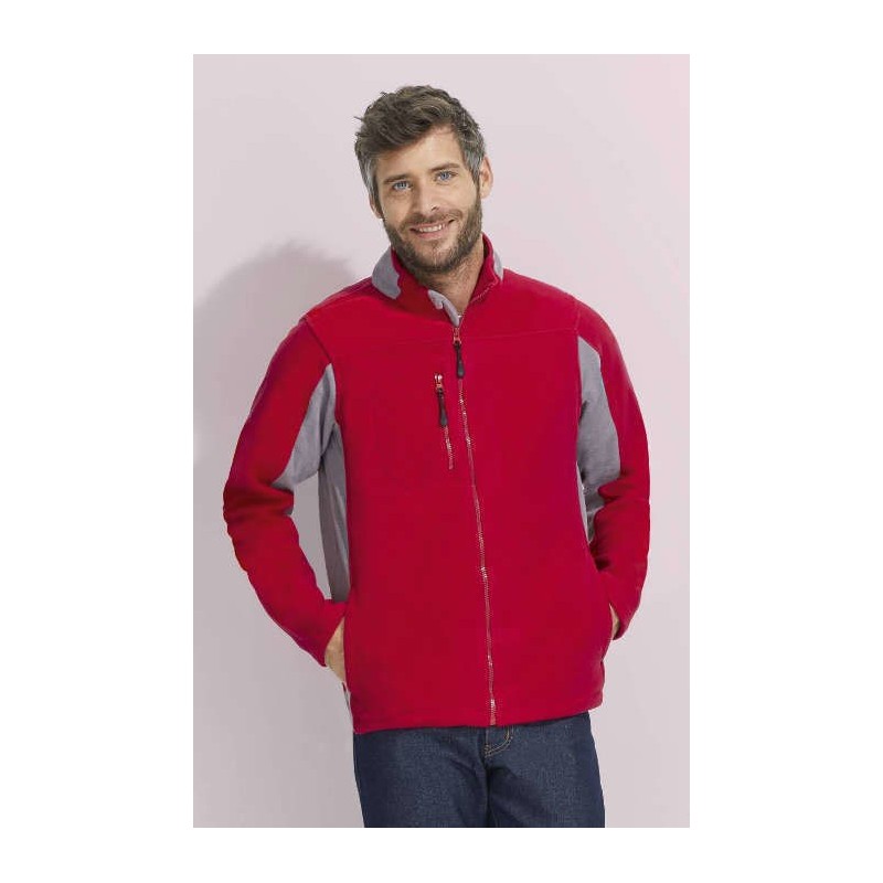 chaqueta polar bicolor rojo con gris