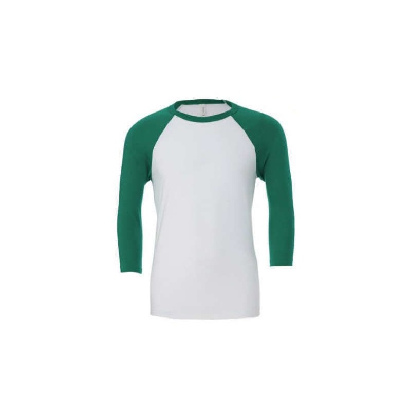 Camiseta baseball blanco con verde