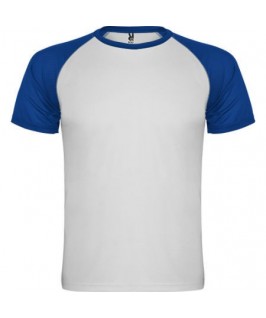 Camiseta técnica blanca con azul eléctrico