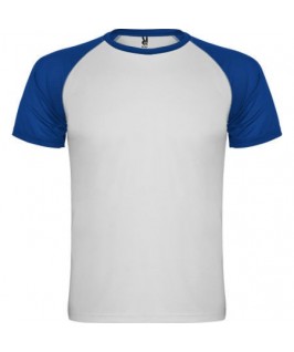 Camiseta técnica blanca con azul eléctrico