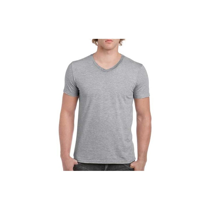 Camiseta Cuello V gris jaspeado