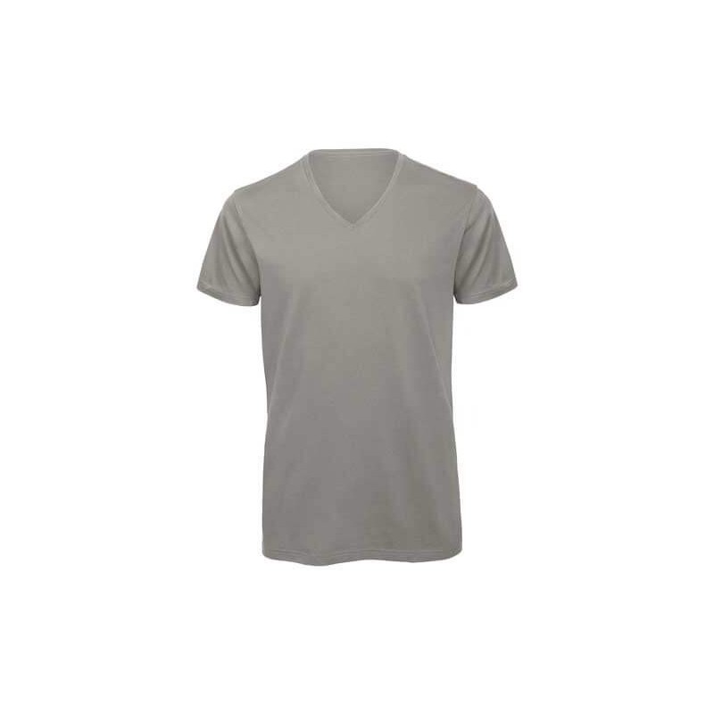 Camiseta orgánica cuello V gris claro