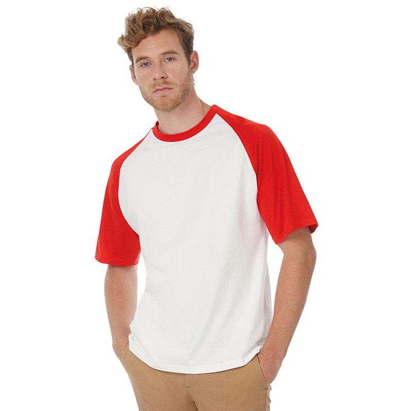Camiseta baseball blanco con rojo