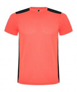 Camiseta técnica de color coral con negro