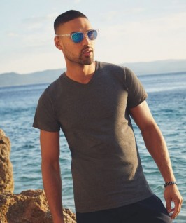 Camiseta Manga Corta Cuello pico gris oscuro Camiseta Manga Corta Cuello pico gris oscuro