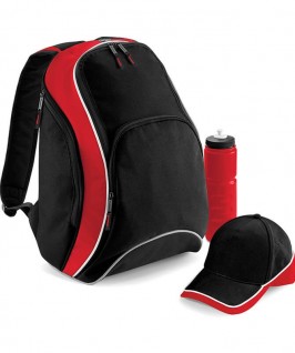 Mochila Teamwear de BagBase negro, rojo, negro