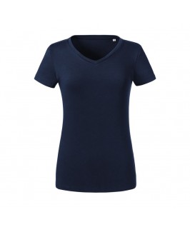 Camiseta orgánica cuello pico azul marino