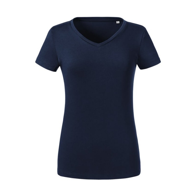 Camiseta orgánica cuello pico azul marino