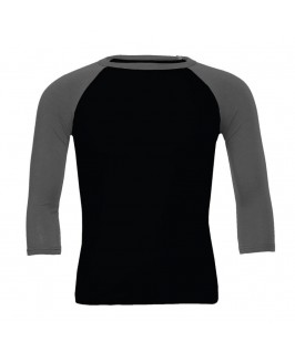 Camiseta baseball negro con gris jaspeado oscuro