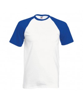 Camiseta baseball blanco con azul eléctrico