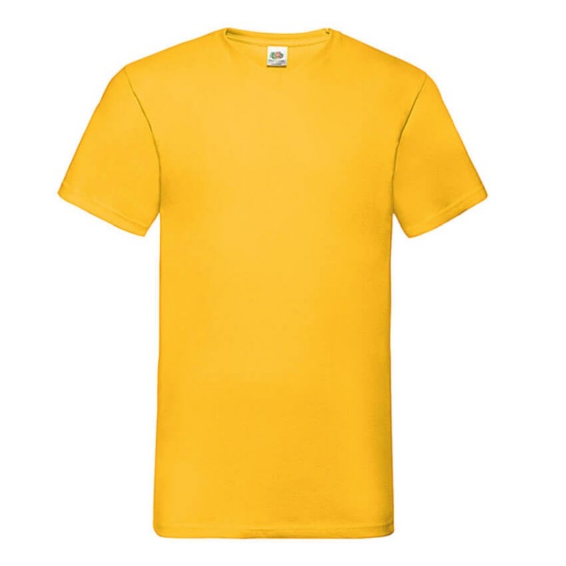 Camiseta cuello pico amarillo oro