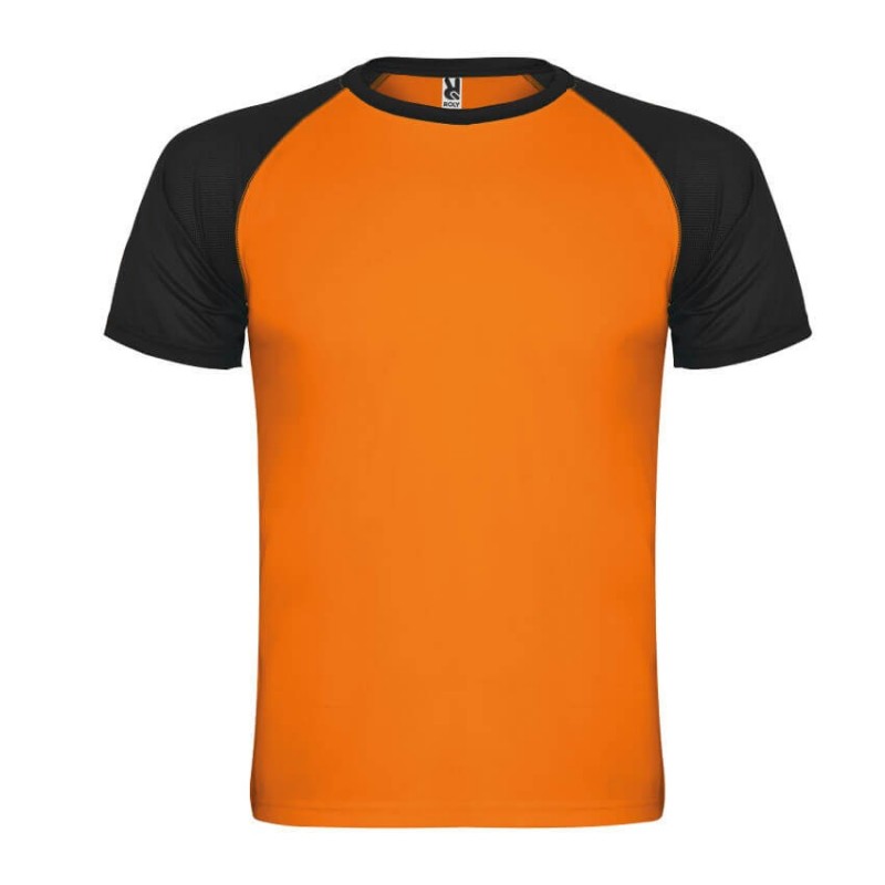 Camiseta técnica naranja fluor con negro