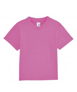 Camiseta Manga Corta Bebé rosa chicle
