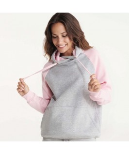 Sudadera gris jaspeado con rosa Sudadera gris jaspeado con rosa