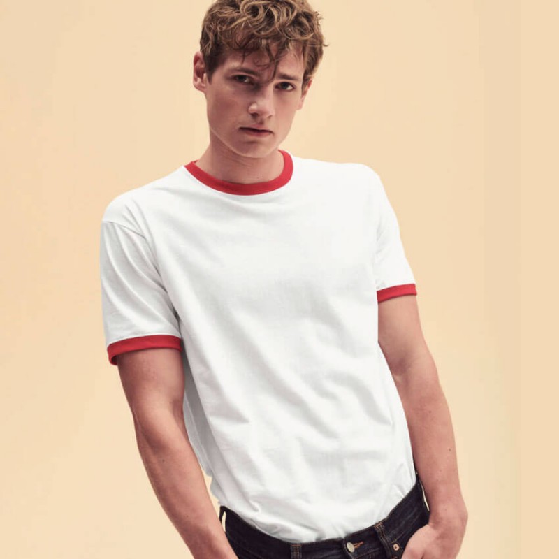 Camiseta ringer blanco con rojo
