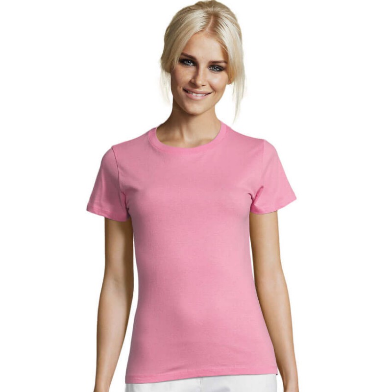 Camiseta manga corta mujer rosa chicle