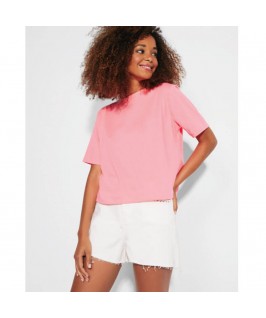 Camiseta corta Dominica rosa fluorescente