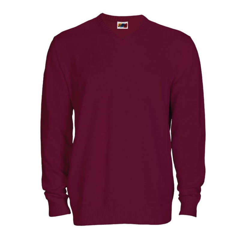 Jersey punto cuello pico granate