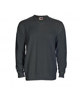 Jersey punto cuello pico gris oscuro