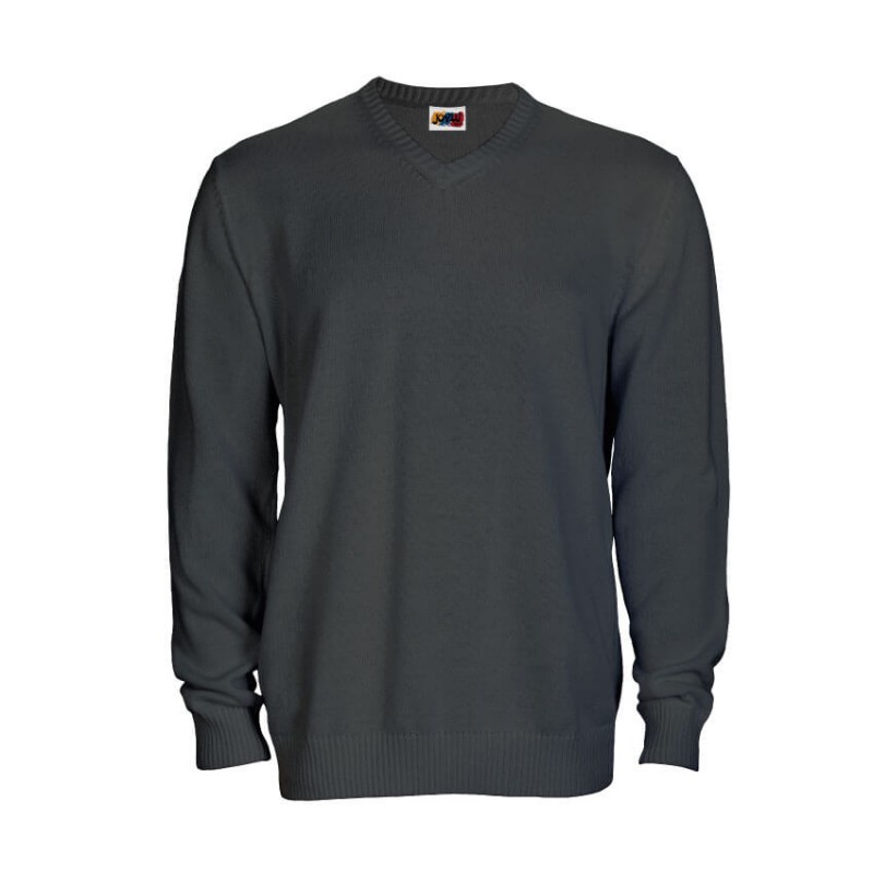 Jersey punto cuello pico gris oscuro