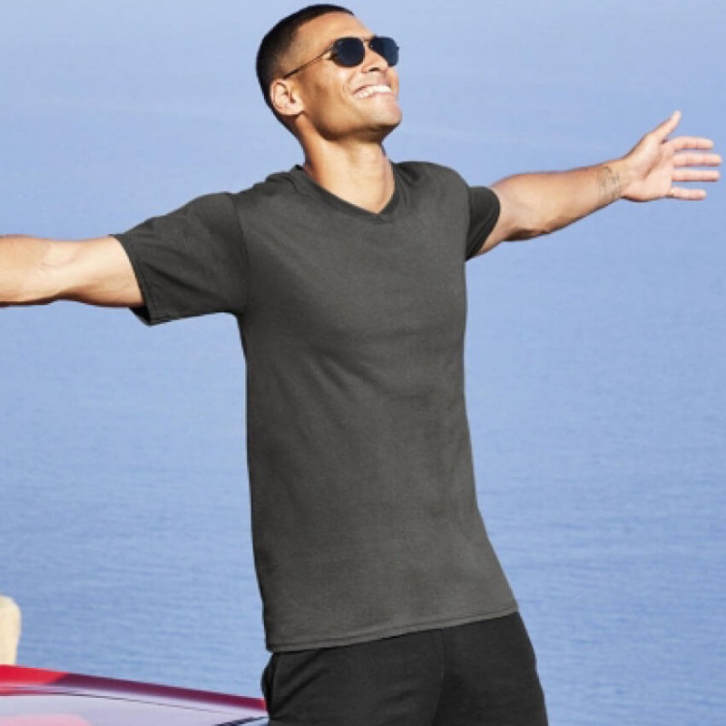 Camiseta Manga Corta Cuello pico gris oscuro Camiseta Manga Corta Cuello pico gris oscuro