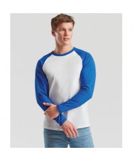 Camiseta baseball blanca con azul eléctrico