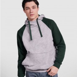 Sudadera gris jaspeado con verde botella Sudadera gris jaspeado con verde botella