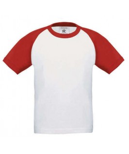 Camiseta baseball manga corta blanco con rojo