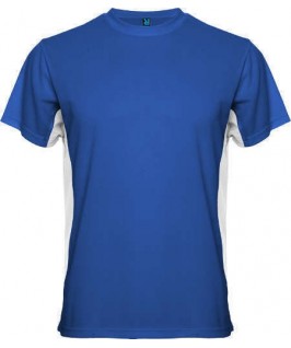 Camiseta azul eléctrico con blanco